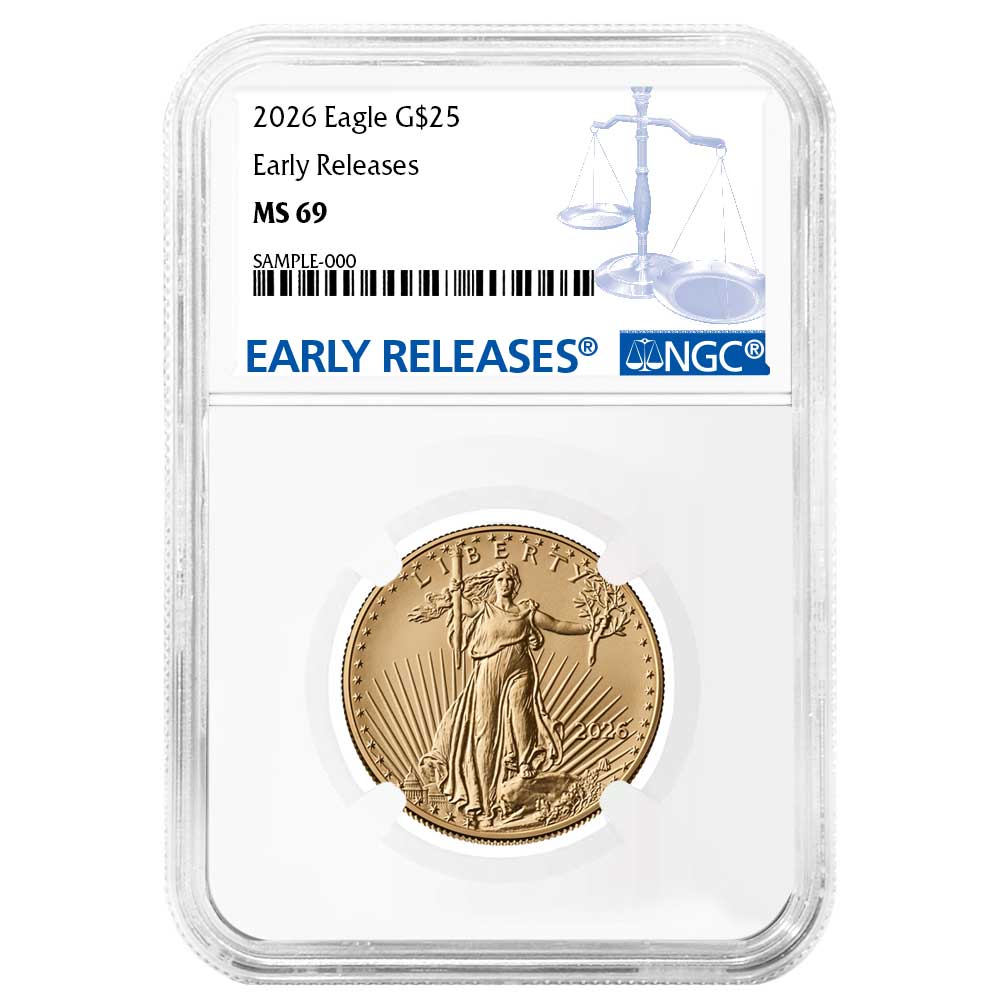 2026 $25 American Gold Eagle 1/2 oz NGC MS69 ER Blue Label