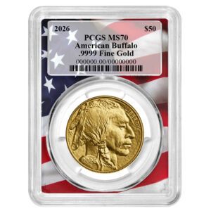Presale - 2026 $50 American Gold Buffalo PCGS MS70 Flag Frame