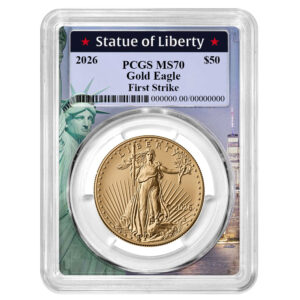 2026 $50 American Gold Eagle 1 oz PCGS MS70 FS Statue of Liberty Frame