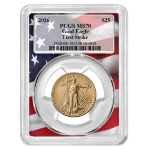 2026 $25 American Gold Eagle 1/2 oz PCGS MS70 FS Flag Frame