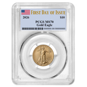 2026 $10 American Gold Eagle 1/4 oz PCGS MS70 FDOI Flag Label