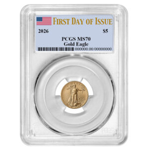 2026 $5 American Gold Eagle 1/10 oz PCGS MS70 FDOI Flag Label