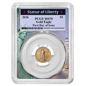2026 $5 American Gold Eagle 1/10 oz PCGS MS70 FDOI Statue of Liberty Frame