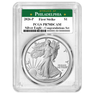 2026-P Proof $1 American Silver Eagle Congratulations Set PCGS PR70DCAM FS Philadelphia Label