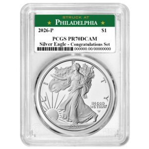 2026-P Proof $1 American Silver Eagle Congratulations Set PCGS PR70DCAM Philadelphia Label