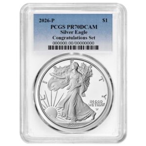 2026-P Proof $1 American Silver Eagle Congratulations Set PCGS PR70DCAM Blue Label White Frame