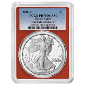 2026-P Proof $1 American Silver Eagle Congratulations Set PCGS PR70DCAM Blue Label Red Frame