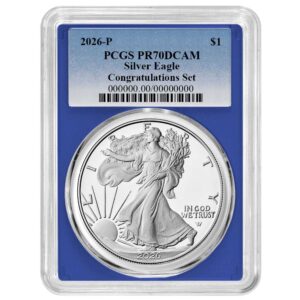 2026-P Proof $1 American Silver Eagle Congratulations Set PCGS PR70DCAM Blue Label Blue Frame