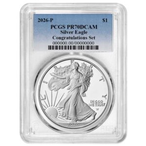 2026-P Proof $1 American Silver Eagle Congratulations Set PCGS PR70DCAM Blue Label