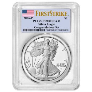 2026-P Proof $1 American Silver Eagle Congratulations Set PCGS PR69DCAM FS Flag Label