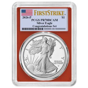 2026-P Proof $1 American Silver Eagle Congratulations Set PCGS PR70DCAM FS Flag Label Red Frame