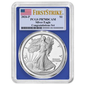 2026-P Proof $1 American Silver Eagle Congratulations Set PCGS PR70DCAM FS Flag Label Blue Frame