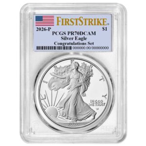 2026-P Proof $1 American Silver Eagle Congratulations Set PCGS PR70DCAM FS Flag Label