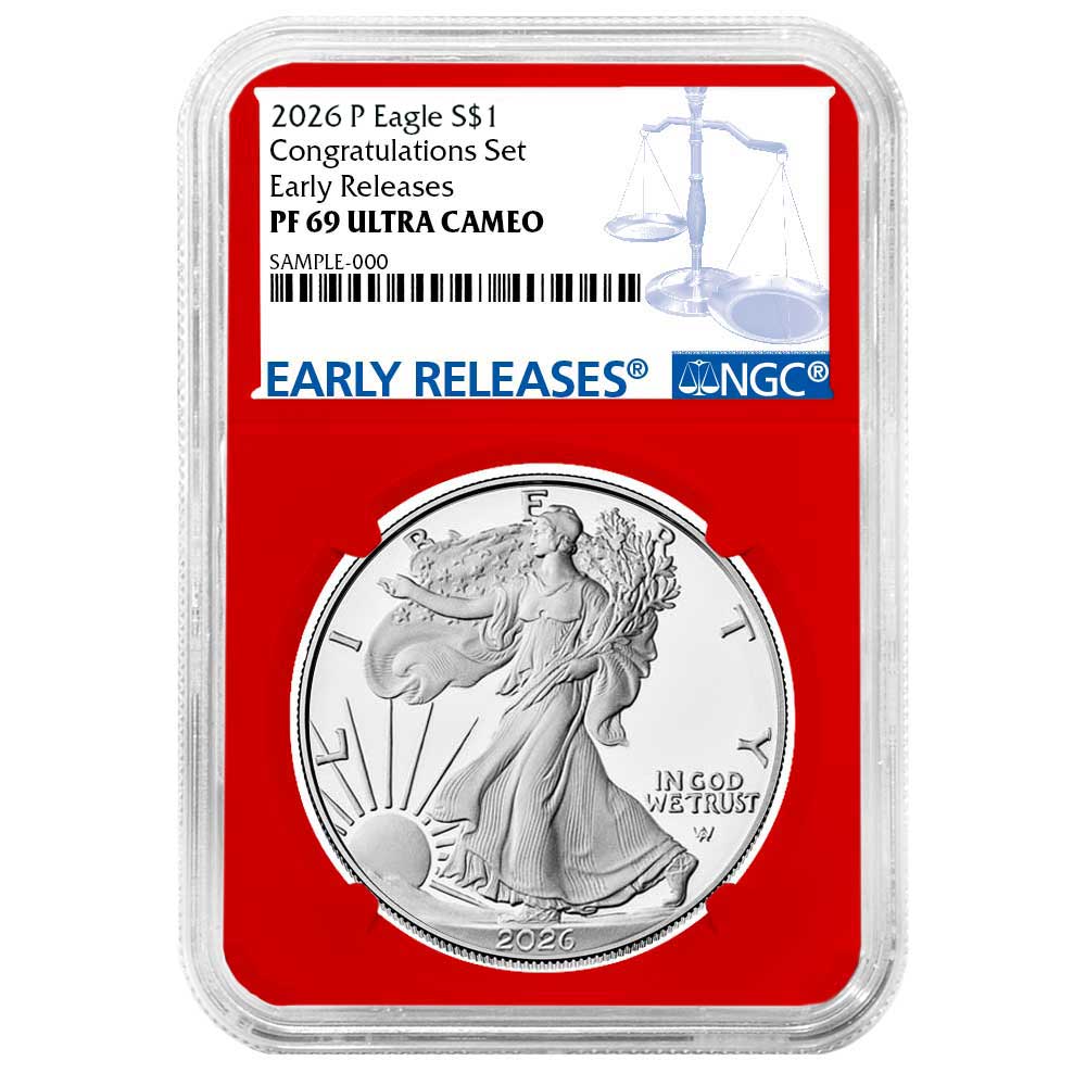 2026-P Proof $1 American Silver Eagle Congratulations Set NGC PF69UC ER Blue Label Red Core