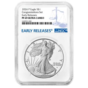 2026-P Proof $1 American Silver Eagle Congratulations Set NGC PF69UC ER Blue Label