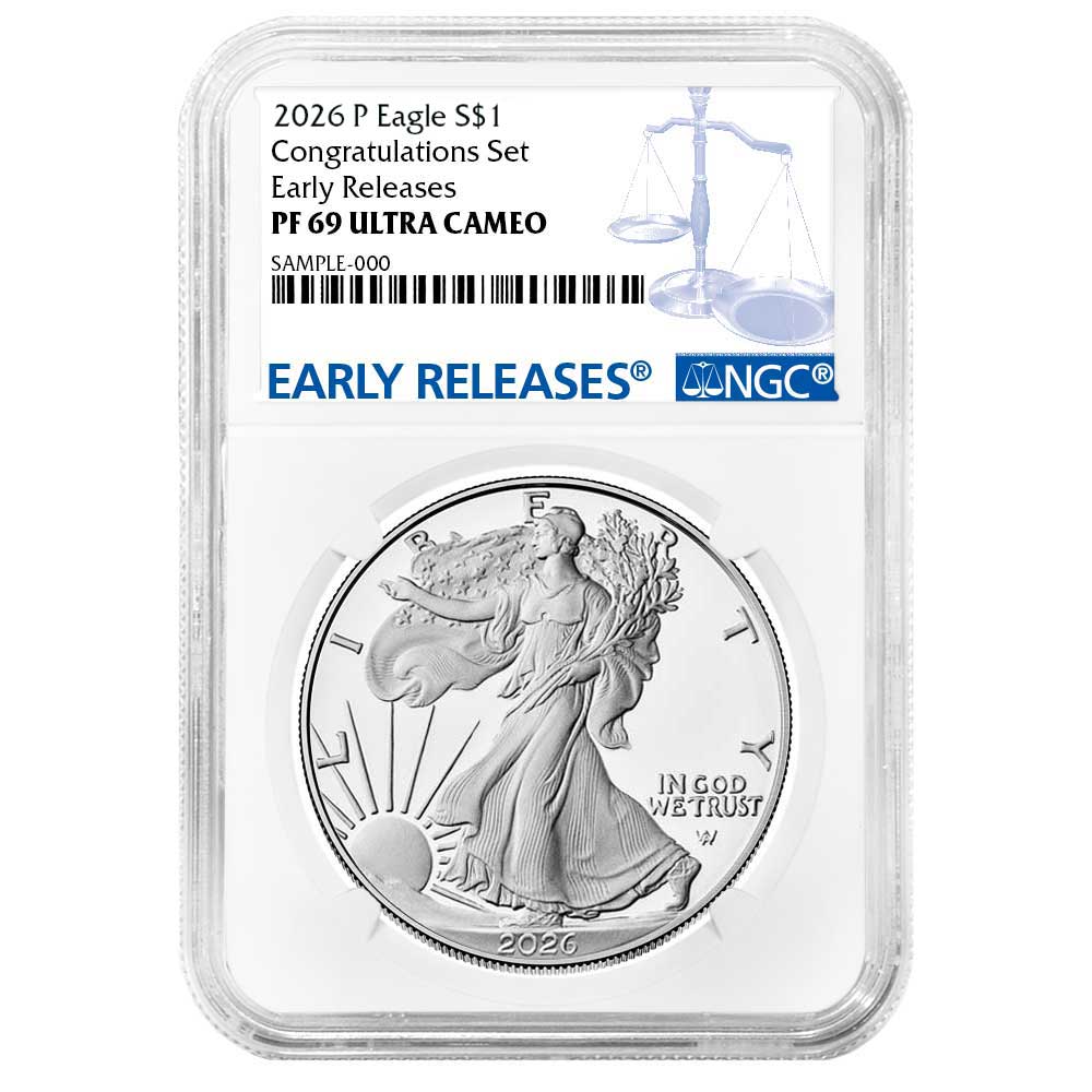 2026-P Proof $1 American Silver Eagle Congratulations Set NGC PF69UC ER Blue Label
