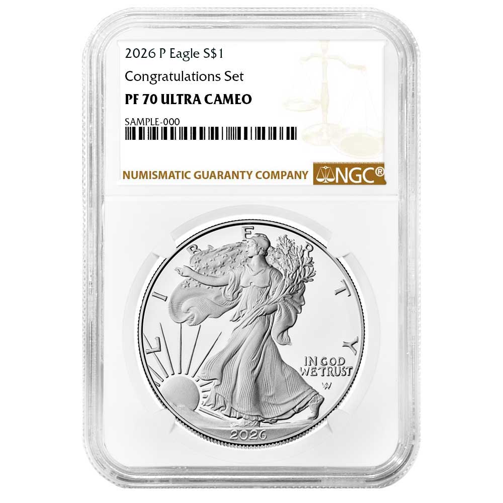 2026-P Proof $1 American Silver Eagle Congratulations Set NGC PF70UC Brown Label