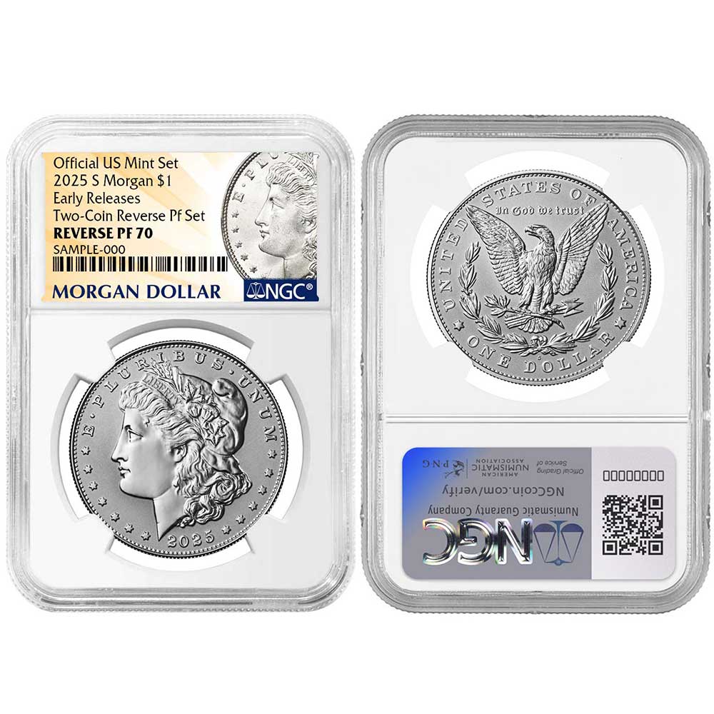 2025-S Reverse Proof $1 Morgan and Peace Silver Dollar 2pc Set NGC