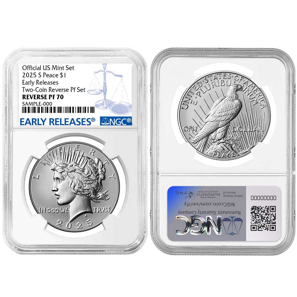 2025-S Reverse Proof $1 Morgan and Peace Silver Dollar 2pc Set NGC