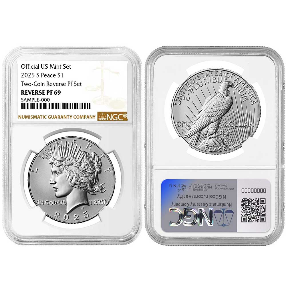 2025-S Reverse Proof $1 Morgan and Peace Silver Dollar 2pc Set NGC