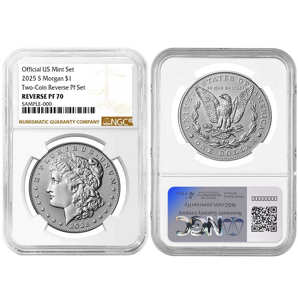 2025-S Reverse Proof $1 Morgan and Peace Silver Dollar 2pc Set NGC