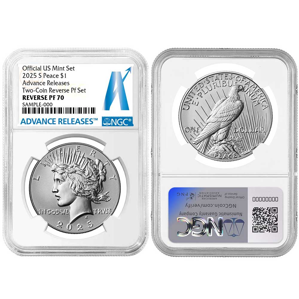 2025-S Reverse Proof $1 Morgan and Peace Silver Dollar 2pc Set NGC