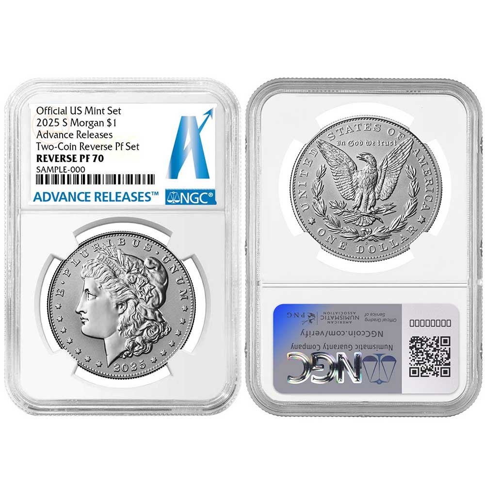 2025-S Reverse Proof $1 Morgan and Peace Silver Dollar 2pc Set NGC