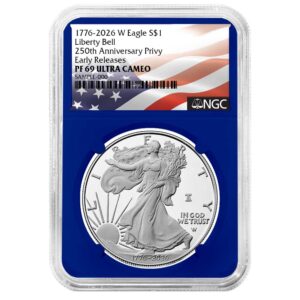 2026-W Proof $1 American Silver Eagle NGC PF69UC ER Flag Label Blue Core