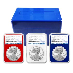 2026-W Proof $1 American Silver Eagle 3pc Set NGC PF70UC ER Blue Label Red White Blue