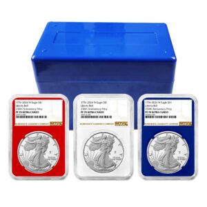2026-W Proof $1 American Silver Eagle 3pc Set NGC PF70UC Brown Label Red White Blue