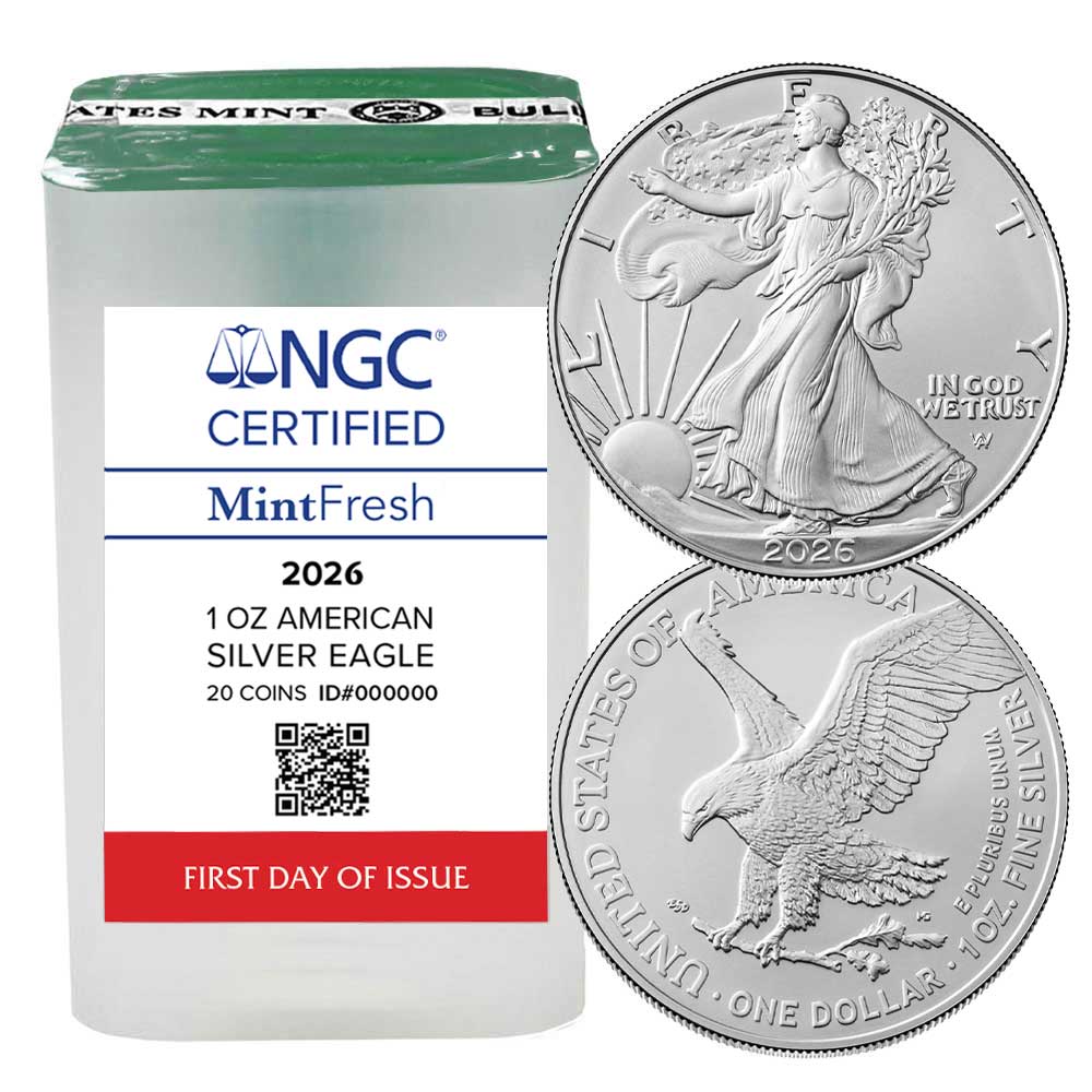 Roll of 20 – 2026 $1 American Silver Eagle NGC FDI MintFresh Tube