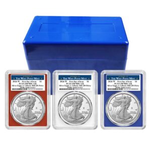 2026-W Proof $1 American Silver Eagle 3pc Set PCGS PR70DCAM FDOI West Point Label Red White Blue