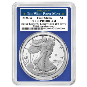 2026-W Proof $1 American Silver Eagle PCGS PR70DCAM FS West Point Label Blue Frame