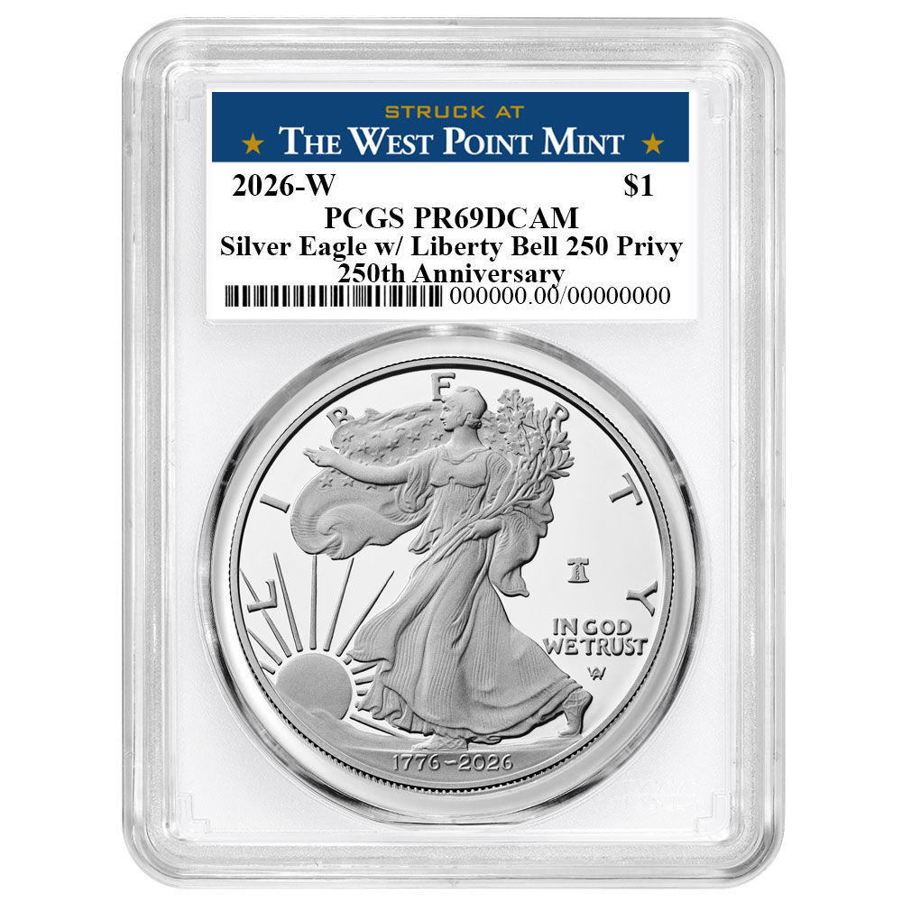 2026-W Proof $1 American Silver Eagle PCGS PR69DCAM West Point Label White Frame