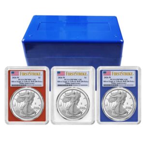 2024 (W) $1 American Silver Eagle 3pc Set PCGS MS70 FS Blue Label