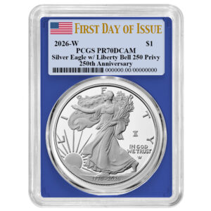 2026-W Proof $1 American Silver Eagle PCGS PR70DCAM FDOI Flag Label Blue Frame