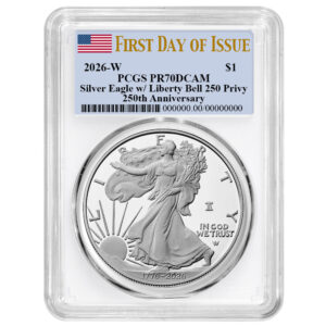 2026-W Proof $1 American Silver Eagle PCGS PR70DCAM FDOI Flag Label White Frame