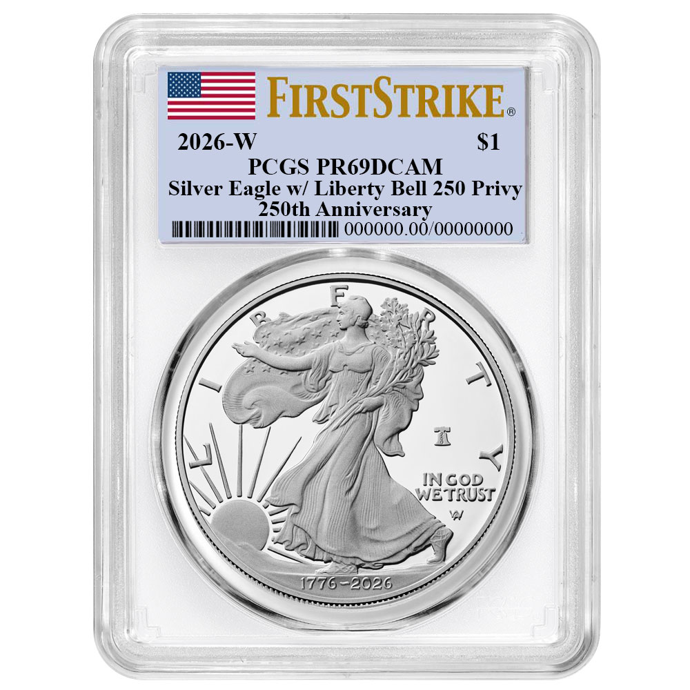 2026-W Proof $1 American Silver Eagle PCGS PR69DCAM FS Flag Label White Frame