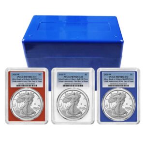 2026-W Proof $1 American Silver Eagle 3pc Set PCGS PR70DCAM FDOI Blue Label Red White Blue