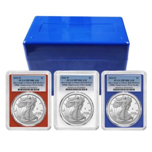 2024 (W) $1 American Silver Eagle 3pc Set PCGS MS70 FS Blue Label