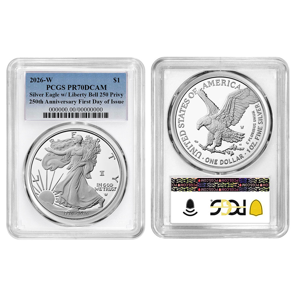 Presale - 2026-W Proof $1 American Silver Eagle 3pc Set PCGS PR70DCAM FDOI  Blue Label Red White Blue - Pinehurst Coins