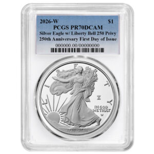 2026-W Proof $1 American Silver Eagle PCGS PR70DCAM FDOI Blue Label White Frame