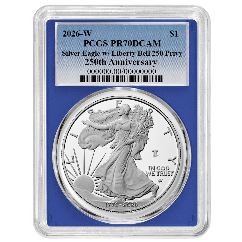 Presale - 2026-W Proof $1 American Silver Eagle PCGS PR70DCAM Blue