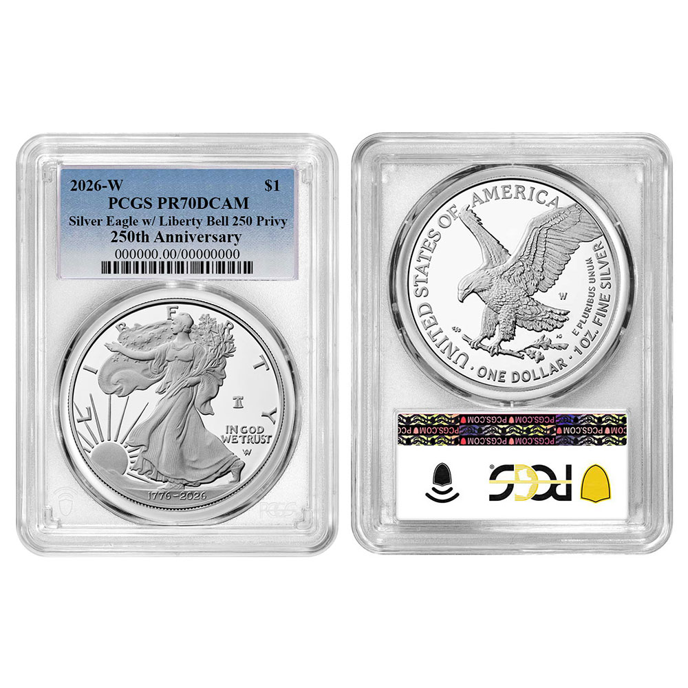 Presale - 2026-W Proof $1 American Silver Eagle PCGS PR70DCAM Blue