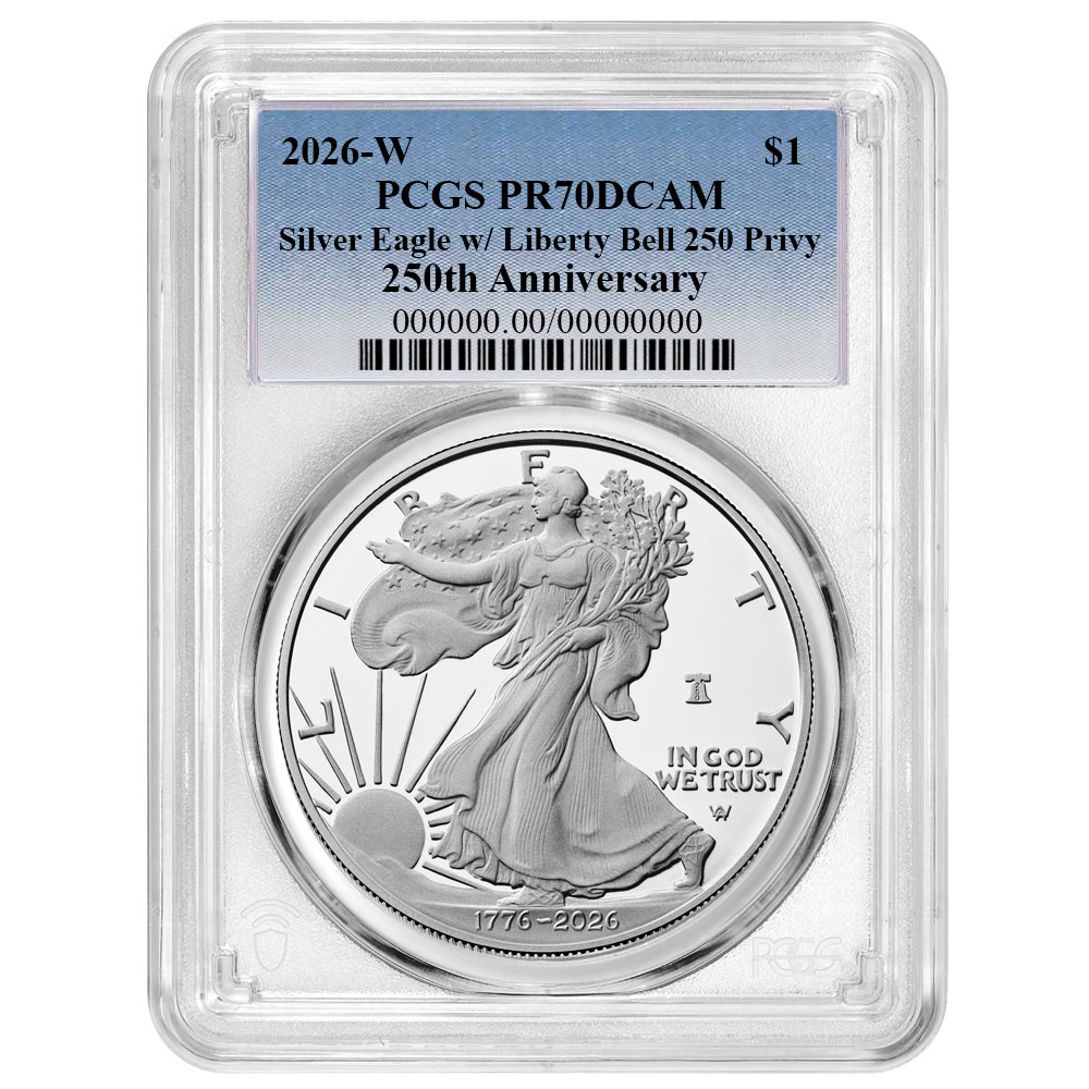 Presale - 2026-W Proof $1 American Silver Eagle PCGS PR70DCAM Blue