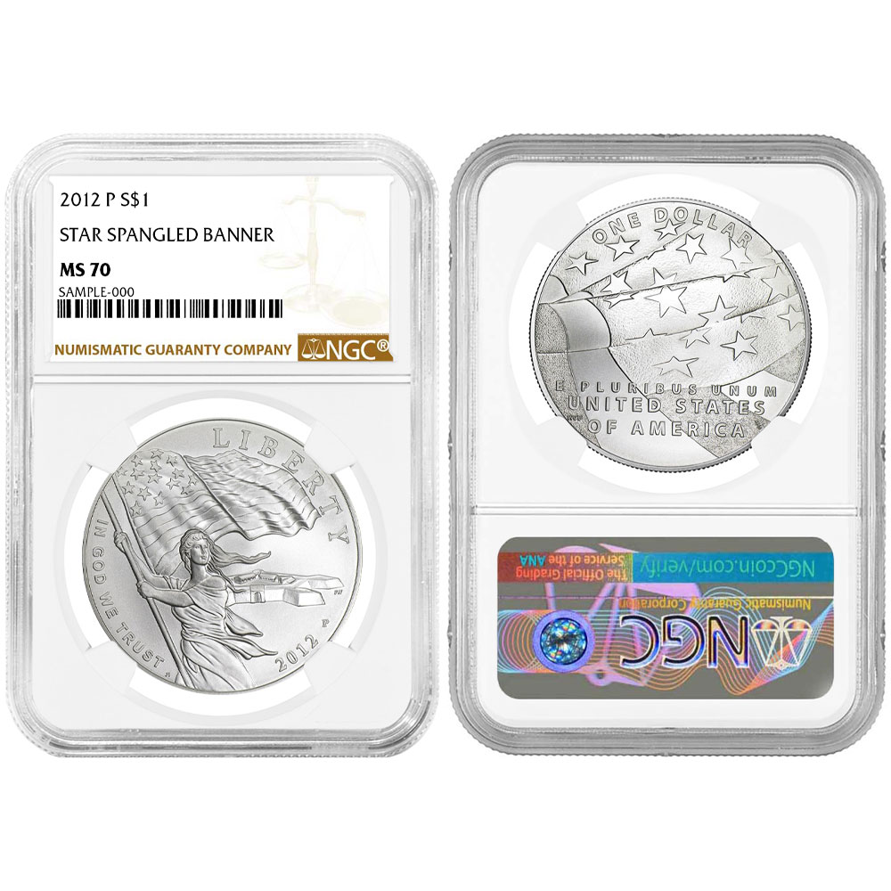 2012-P UNC $1 Star-Spangled Banner Silver Commemorative NGC MS70