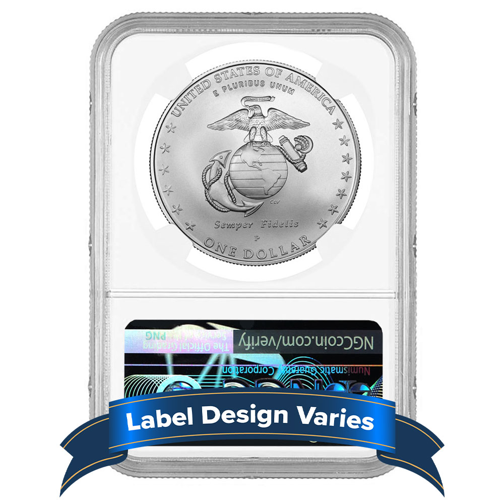2025-P $1 American Silver Eagle Proof – Marine Corps Privy – NGC PF69UC Brown Label