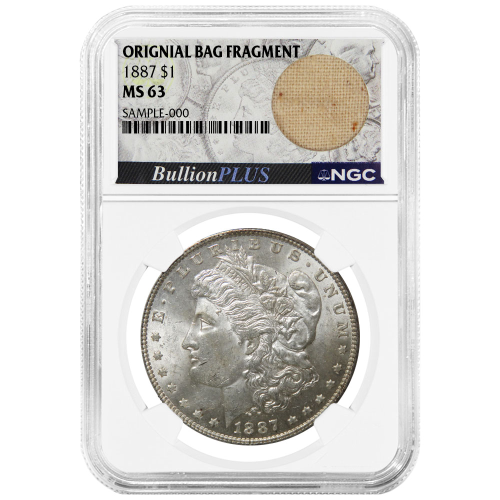 1887 Morgan Silver Dollar NGC MS63 Bullion Plus Label Original Bag