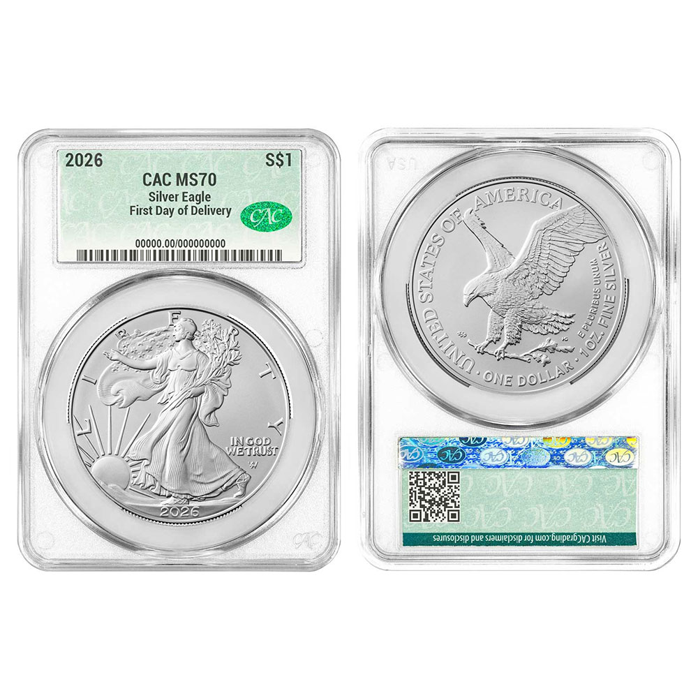 2026 $1 American Silver Eagle CACG MS70 First Day of Delivery