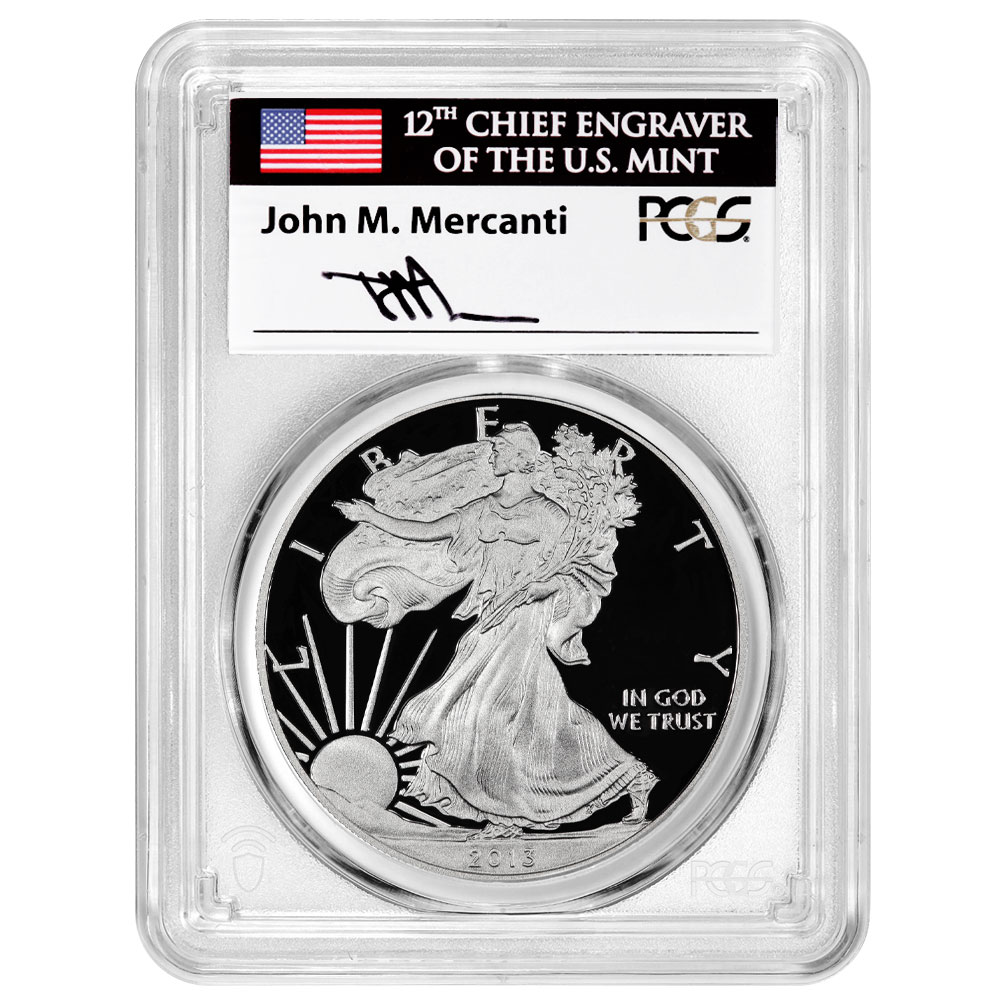2013-W Proof $1 American Silver Eagle PCGS PR70DCAM John Mercanti